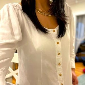 Anthropologie Maeve Solange Linen Buttoned Blouse